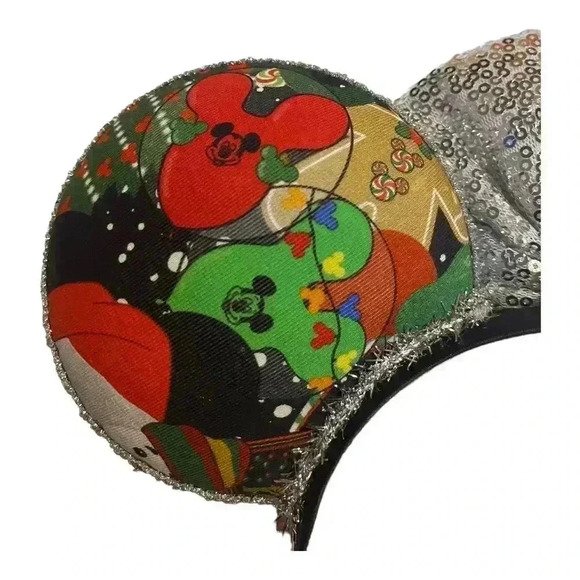 Disney Minnie Mouse Ears Christmas Ears with Silver Bow - Picture 7 of 8